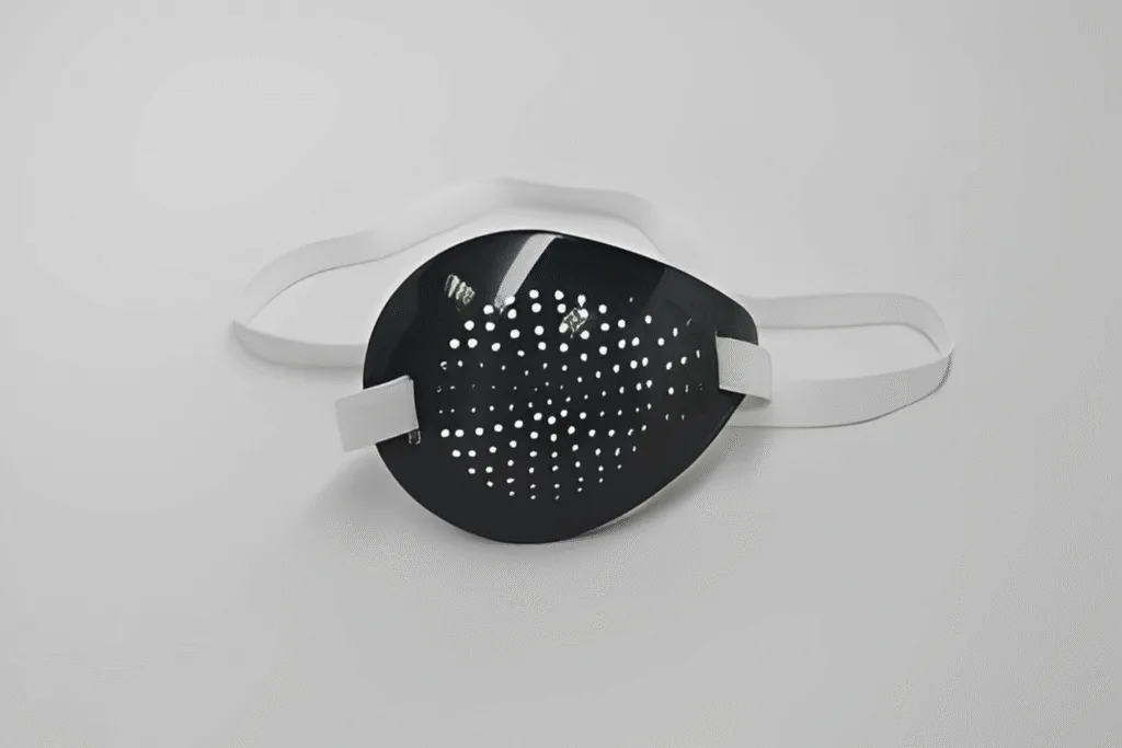 SoloShield Blue Polycarbonate Eye Shields, Pinhole Design with Latex-Free Foam Lining & Strap