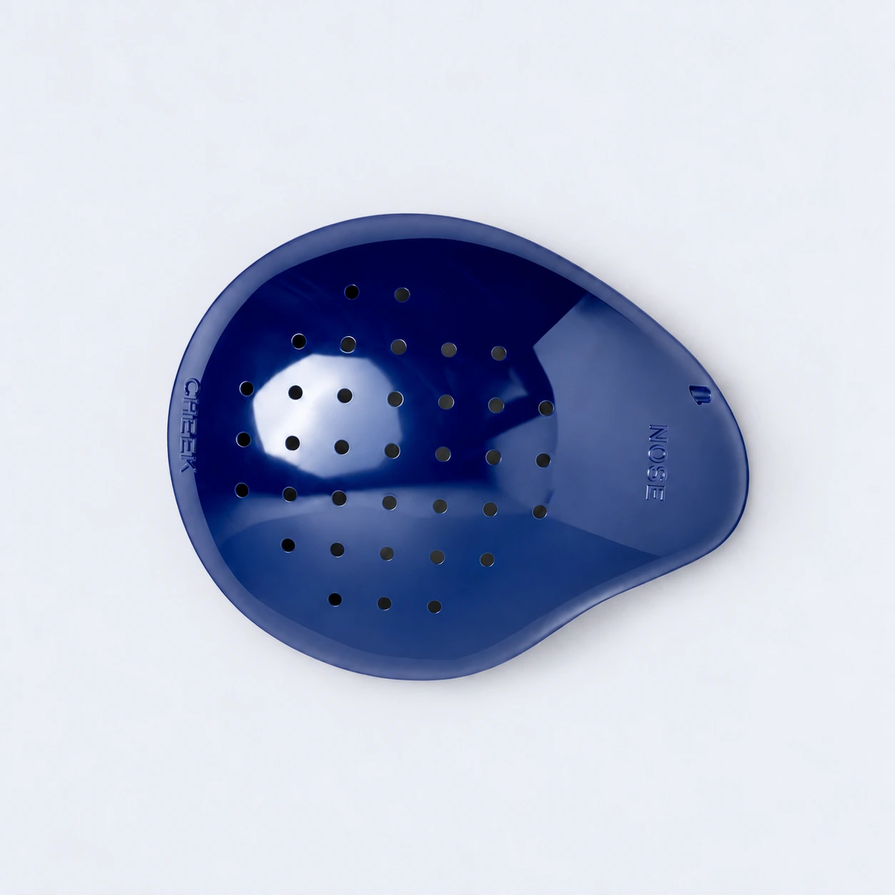 Blue polycarbonate right eye deep shell eye shield with pinhole ventilation