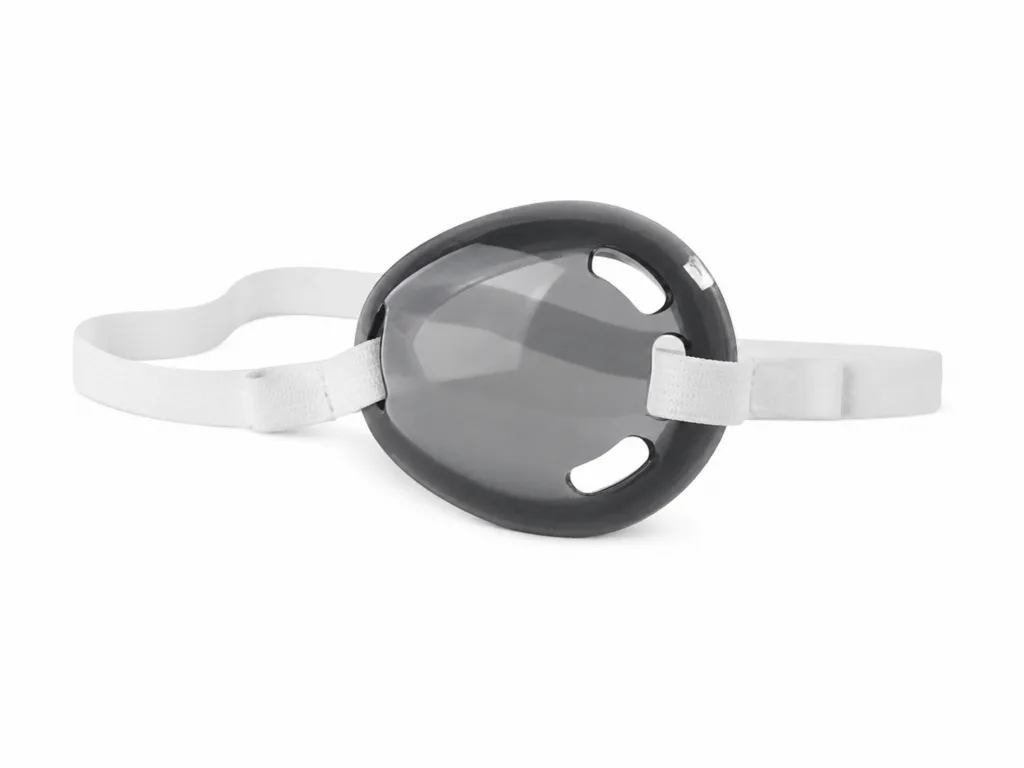 SoloShield Grey Tinted Polycarbonate Moisture Retention Eye Shields with Latex-Free Foam Lining & Strap