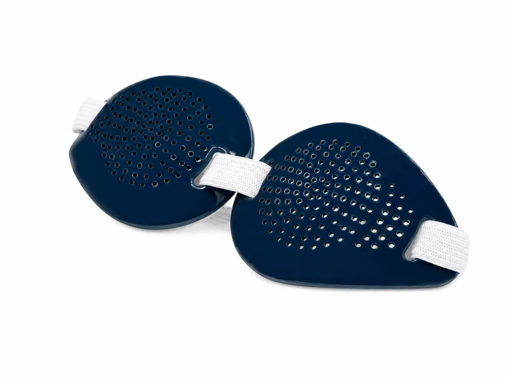 Duo-Shield Bilateral Blue Polycarbonate Pinhole Eye Shields with EVA Foam Lining