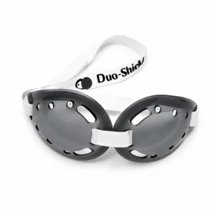 Duo-Shield Bilateral Grey Tinted Polycarbonate Vented Eye Shields with Foam Lining & Strap