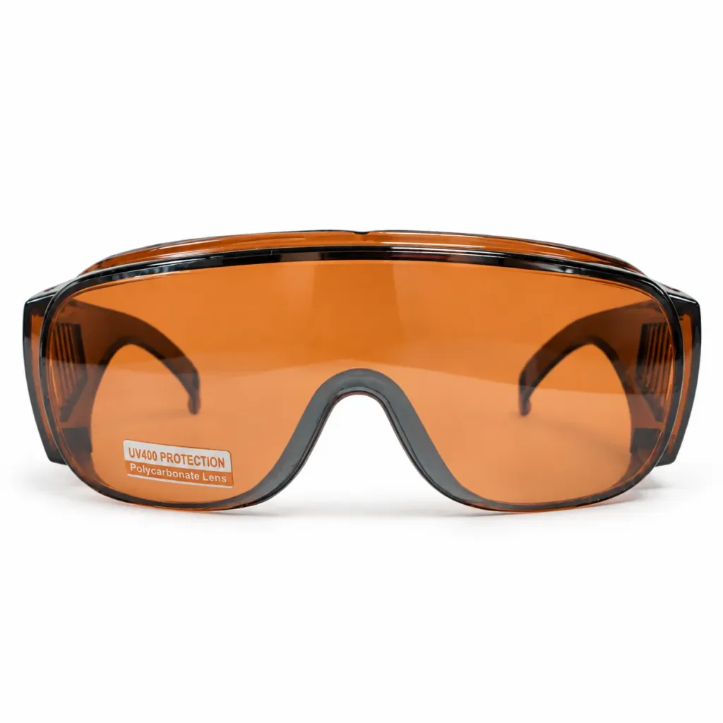 400 UV Amber Polycarbonate Driving Lenses with Side Vents, Fits Over Glasses
