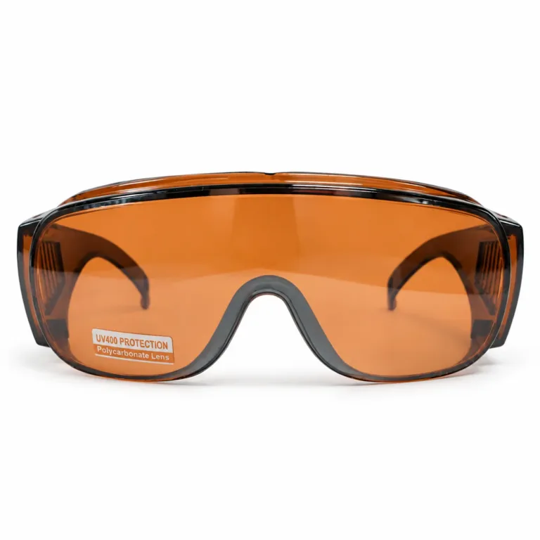 Amber driving glasses with UV400 polycarbonate lenses and side vents