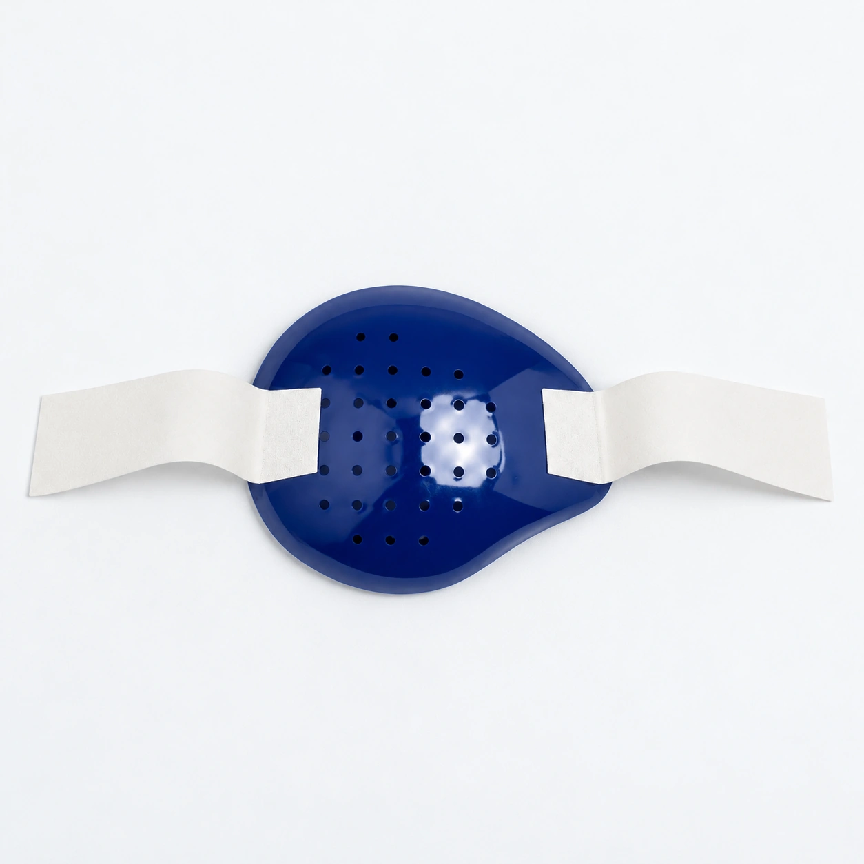 Blue deep shell eye shield for right eye with pre-applied ReSticks adhesive strips